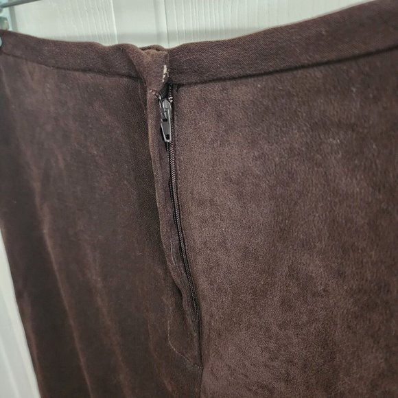 IVY Women's Long Stretch Maxi Pencil Skirt Suede Brown Retro 90's Goth Size 8 - Picture 3 of 10